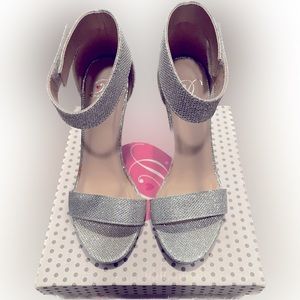Silver sparkling heels. Used once only. In excellent condition. Size 6.5